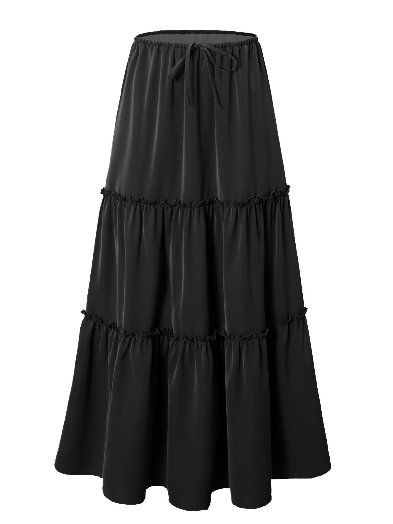 Womens High-waisted Elastic-waist Long Skirt With Pockets