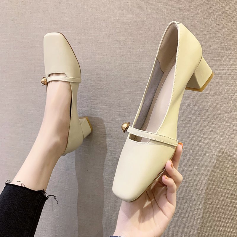 Korean Style Shallow Mouth One Word Buckle Fashion Single Shoes Casual Shoes