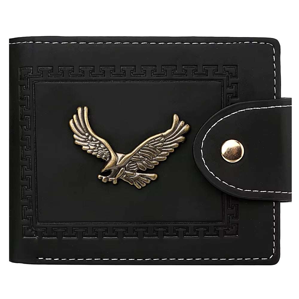 Men'S Wallet Men'S Short Wallet Youth Fashion Personality Pu Leather Credit Card ID Card Holder Wallet Folding Wallet