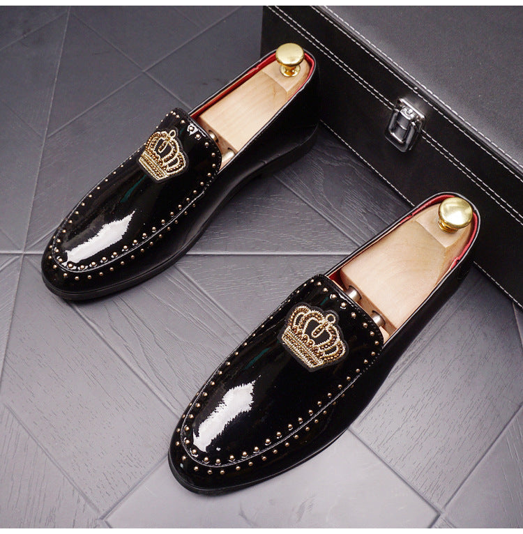 Trendy Retro Skinnende Læder Slip-on Hævet Herre Spidse Lædersko