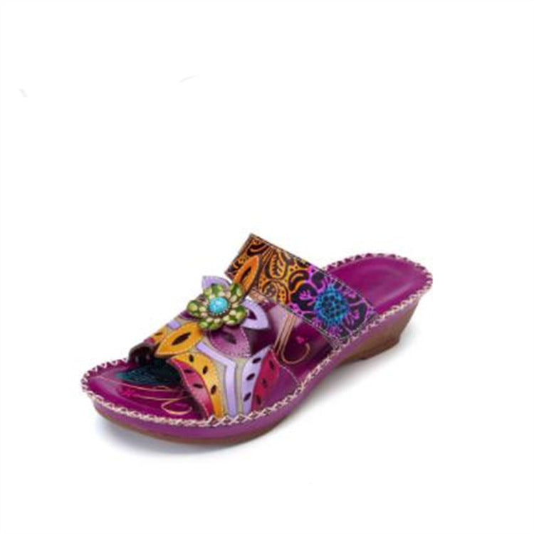 Women's Ethnic Sandals With Color Block Wedges