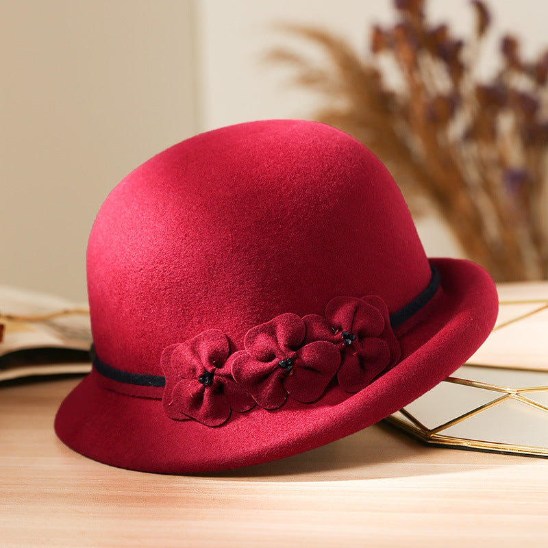 Women's All-match Woolen Elegant Flowers Beret