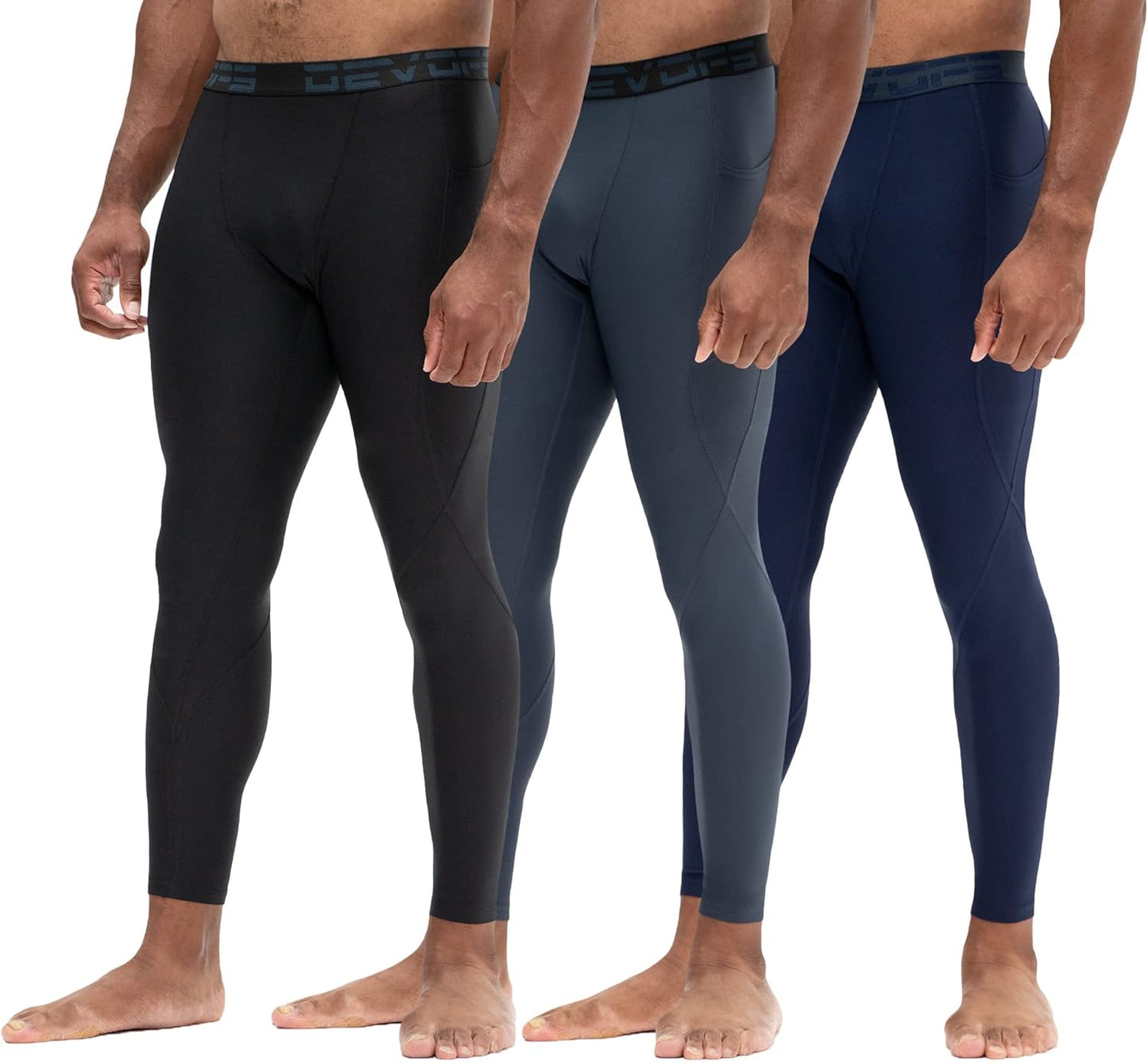 2 or 3 Pack Men'S Compression Pants Athletic Leggings with Pocket/Non-Pocket