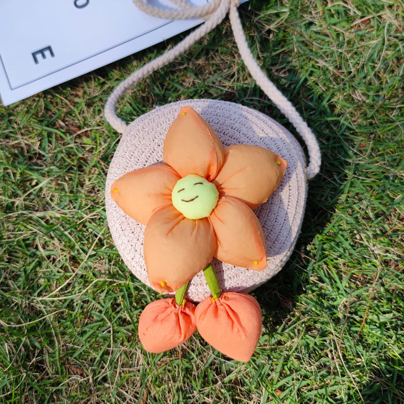 Grass Woven Bag For Children's Cute Crossbody