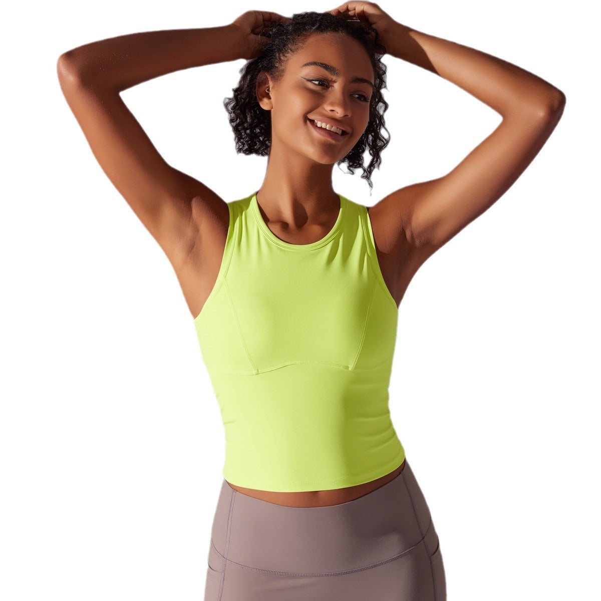 Women's Long High Elastic Sports Vest With Chest Pad