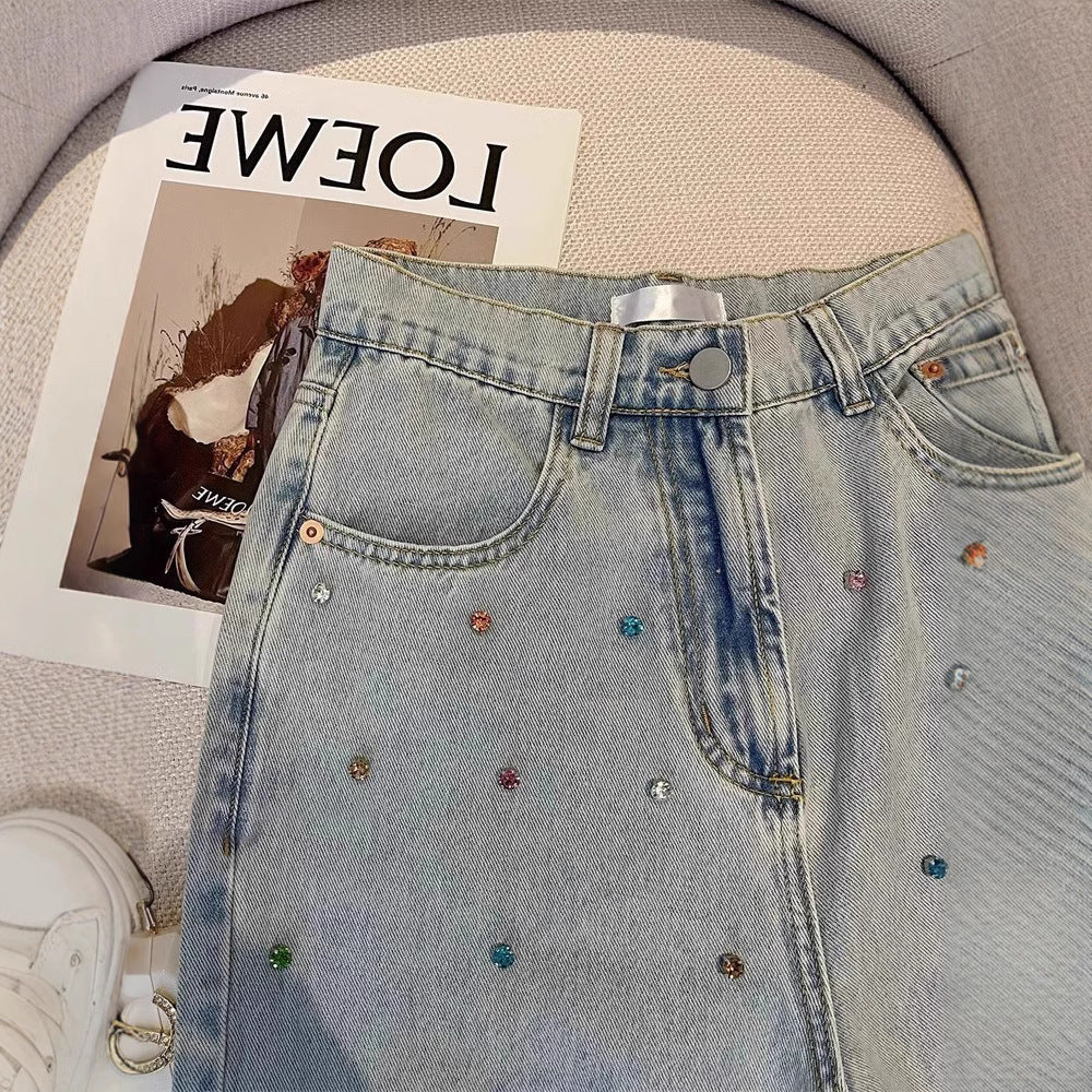 Fashionable Chic Loose Light Color Mop Trousers