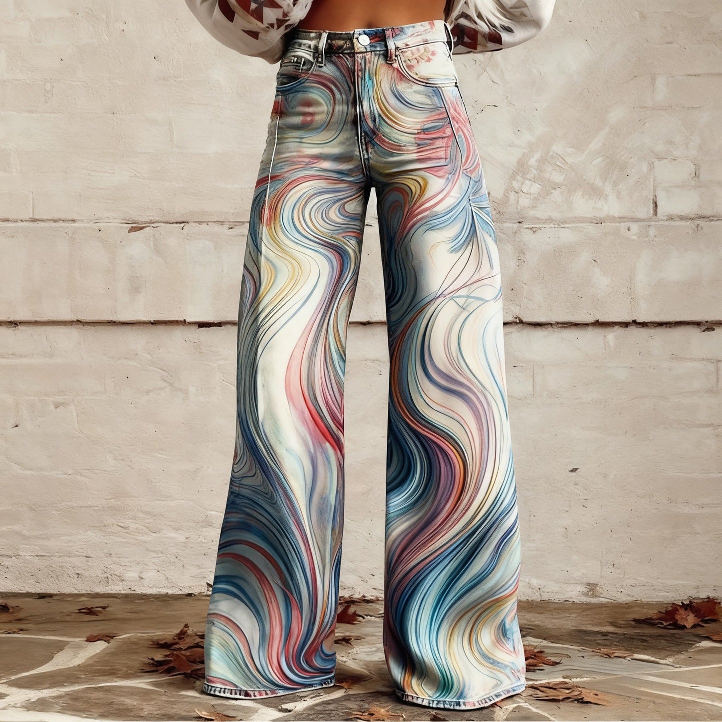 Slim-fit Twill Faux Denim Jeans Casual And Versatile