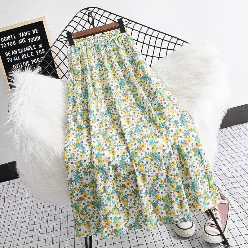 Summer New Plus Size High Waist Chiffon Big Swing Midi Dress