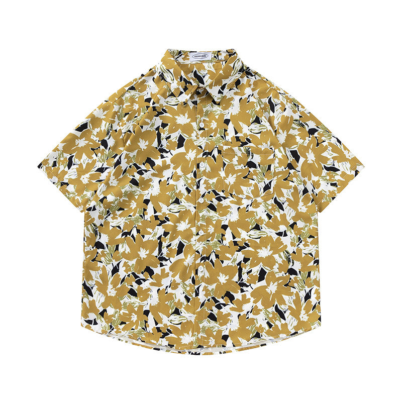 Retro Printed Shirt Short Sleeve Loose Design