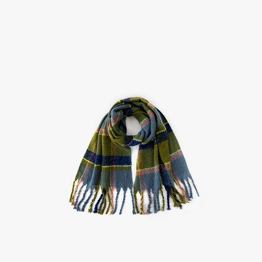 Japanese Vintage Plaid Scarf With Loops