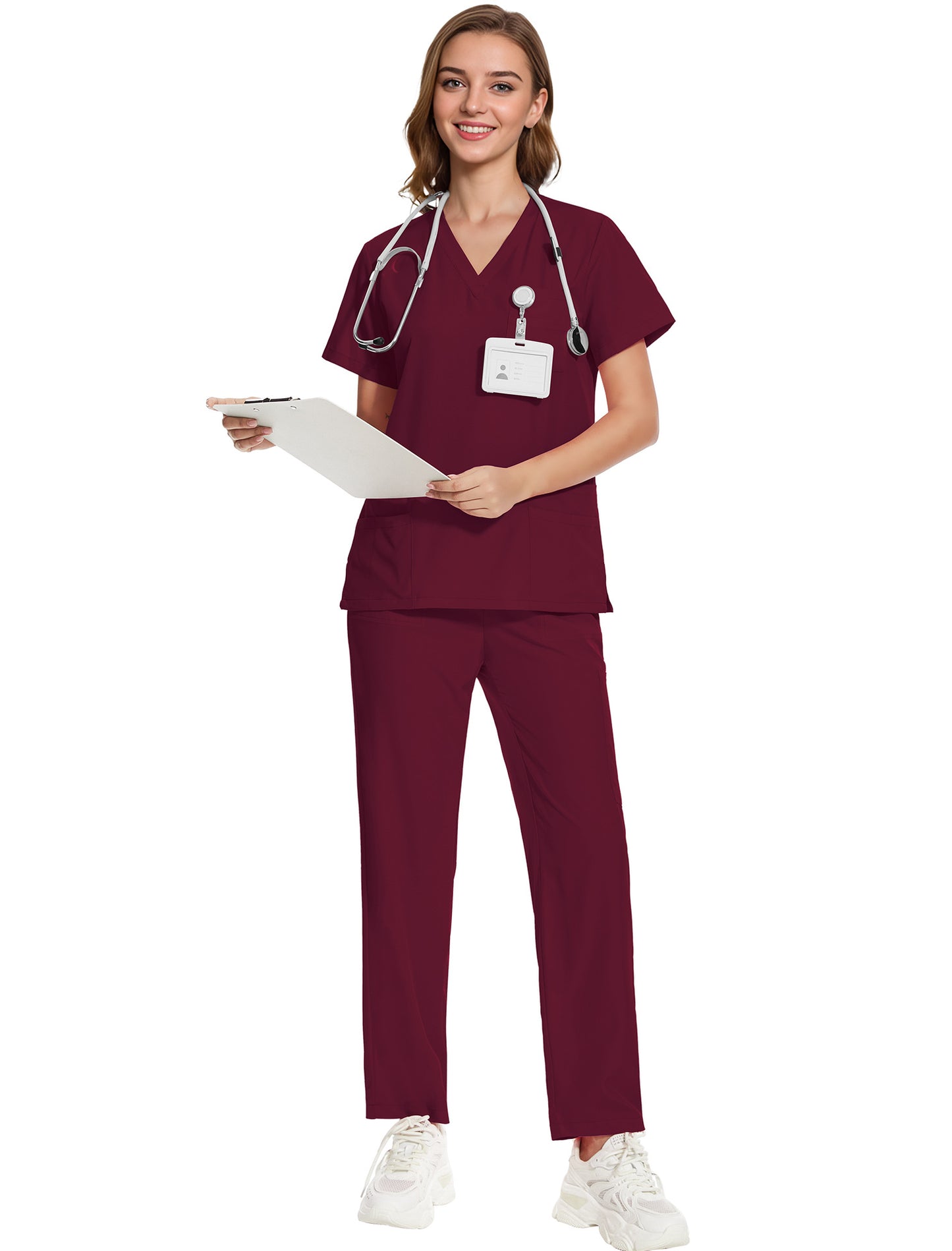 Surgical Gown V-Neck Short-Sleeve Hospital Nurse Uniform Workwear Set