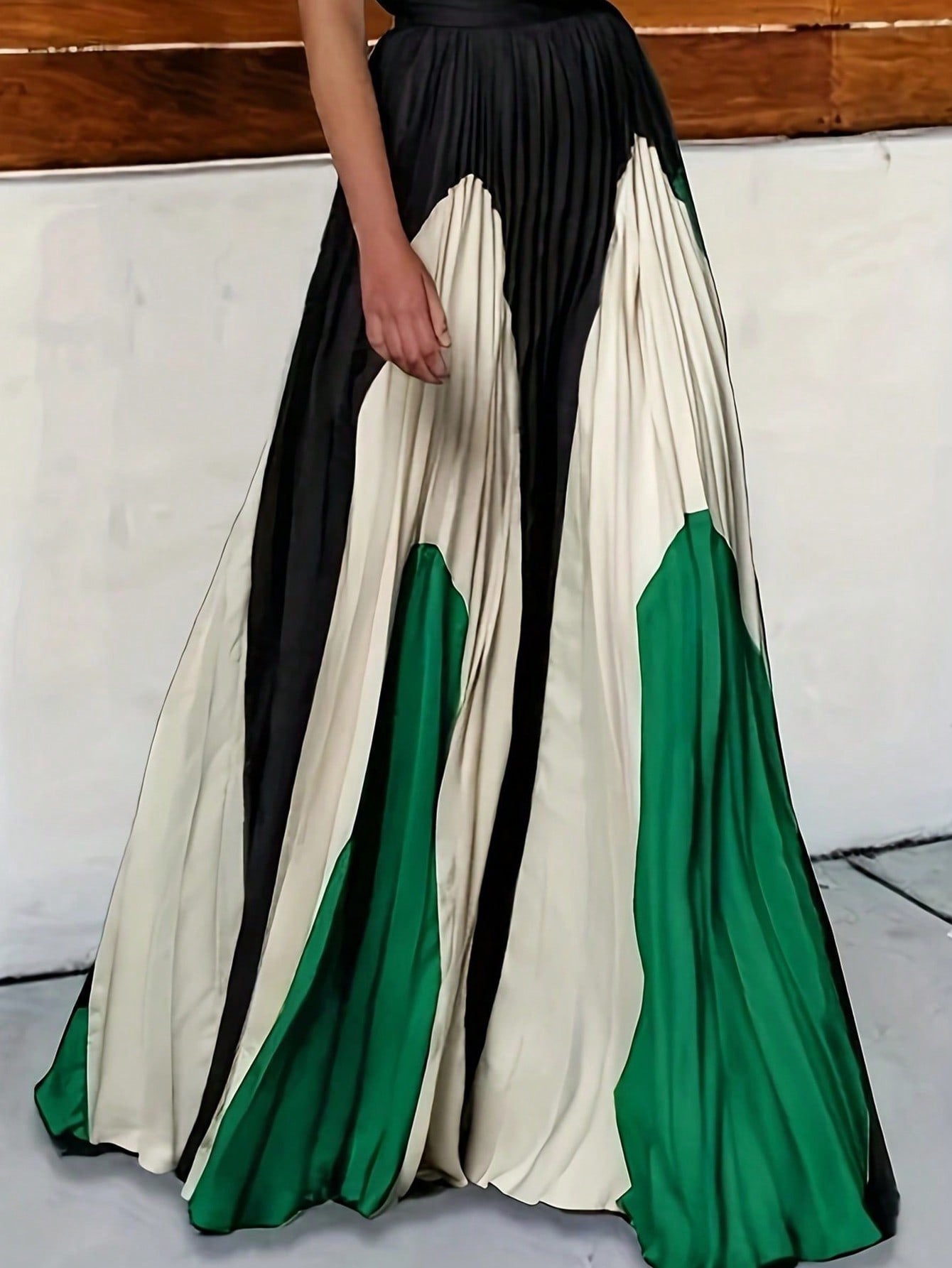 Women's Fashion Patchwork Color Block High Waist Skirt