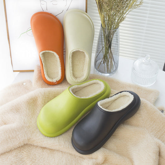 Half-pack With Cotton Slippers, Home Warm Cotton Shoes, Couple Slippers