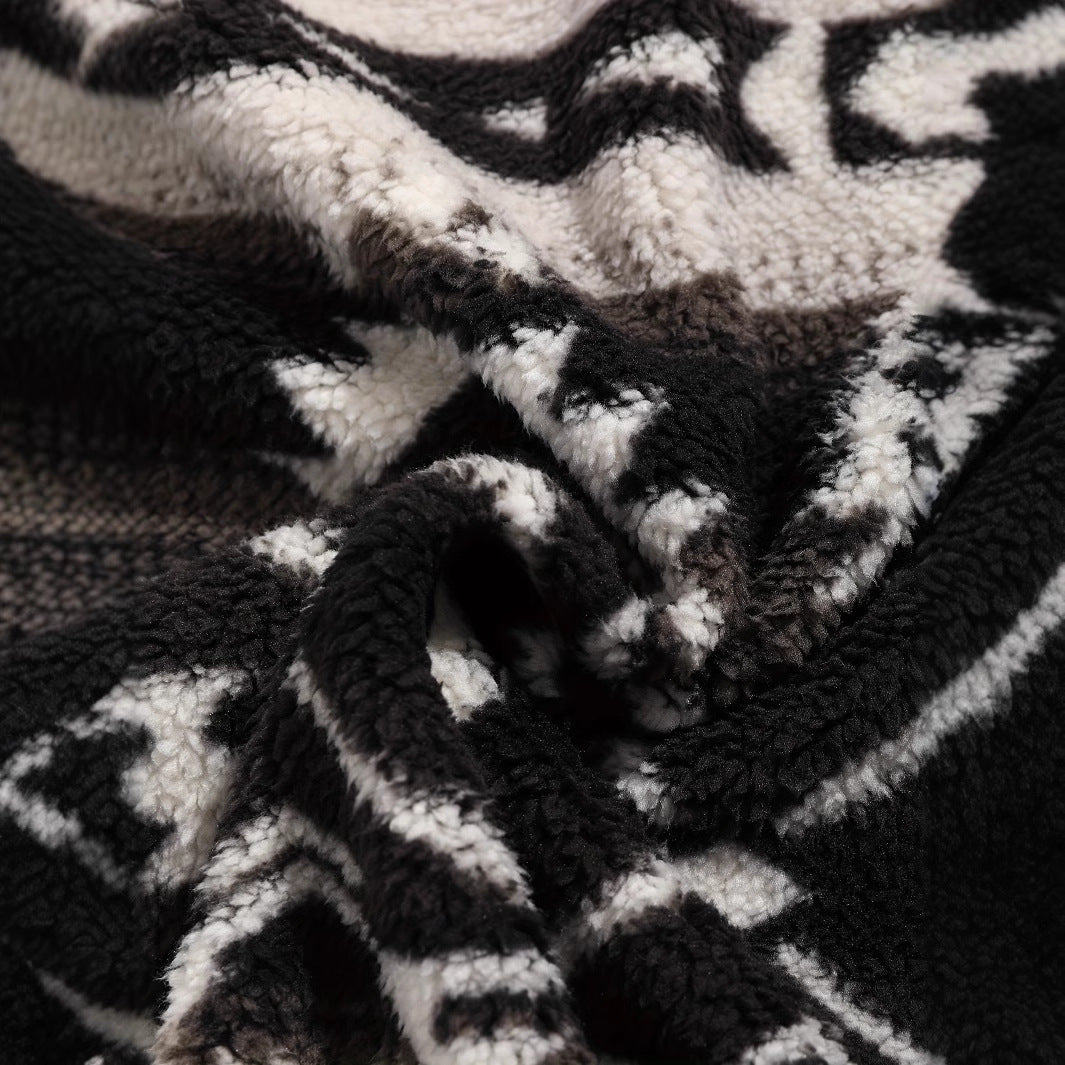 Fashionable Women's Ethnic Printed Fleece Sweater