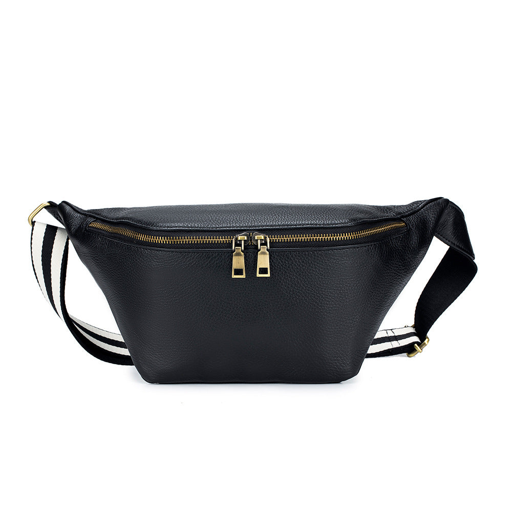 Genuine Leather Messenger Bag Waist Bag Large Capacity First Layer Cowhide Simple Casual Shoulder Bag For Women