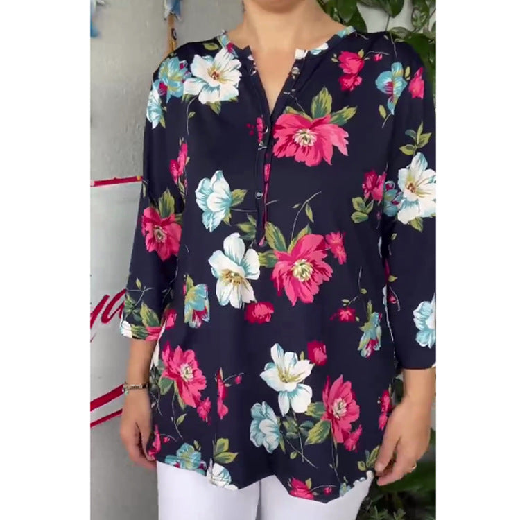 Dame T-shirt med print og korte ærmer