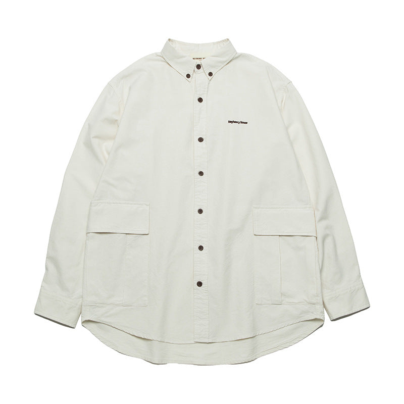 Solid Color Youth Shirt Loose Couple Long Sleeve Shirt