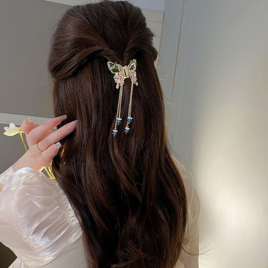Women's Pearl Flower Butterfly Tassel Hairpin