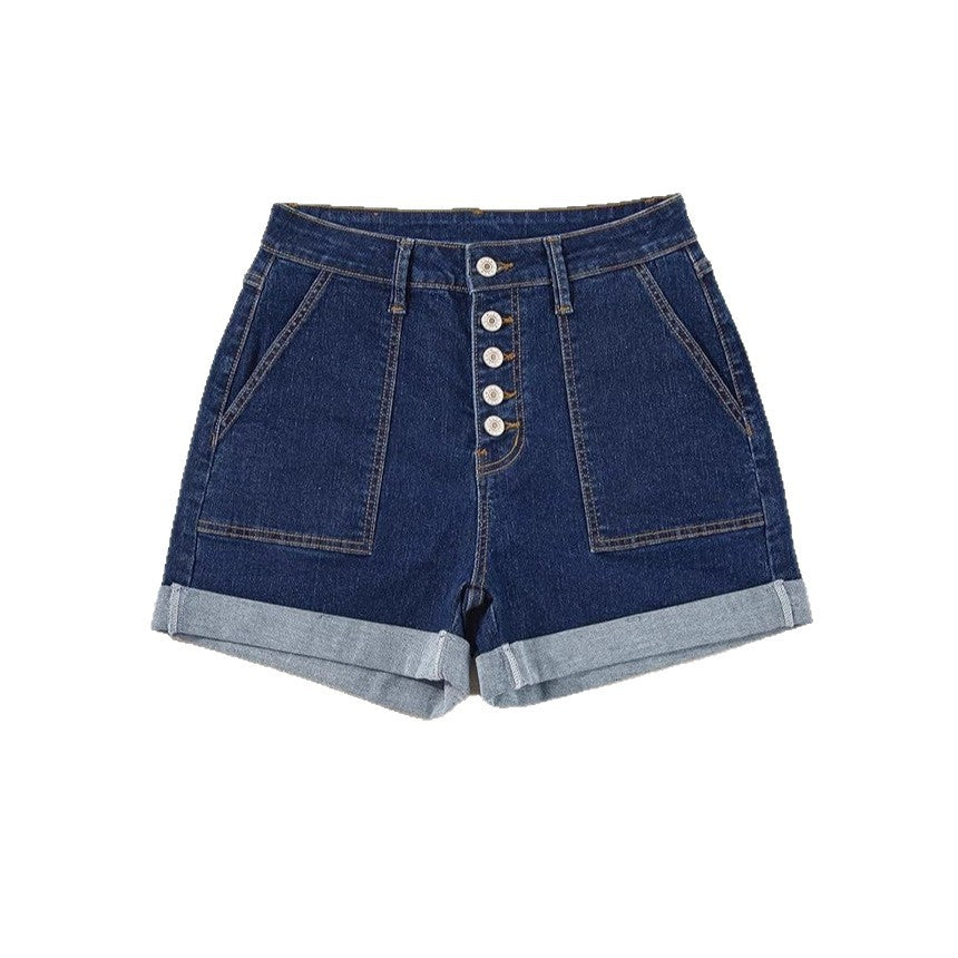 Womens High-waisted Slim-fit Denim Shorts
