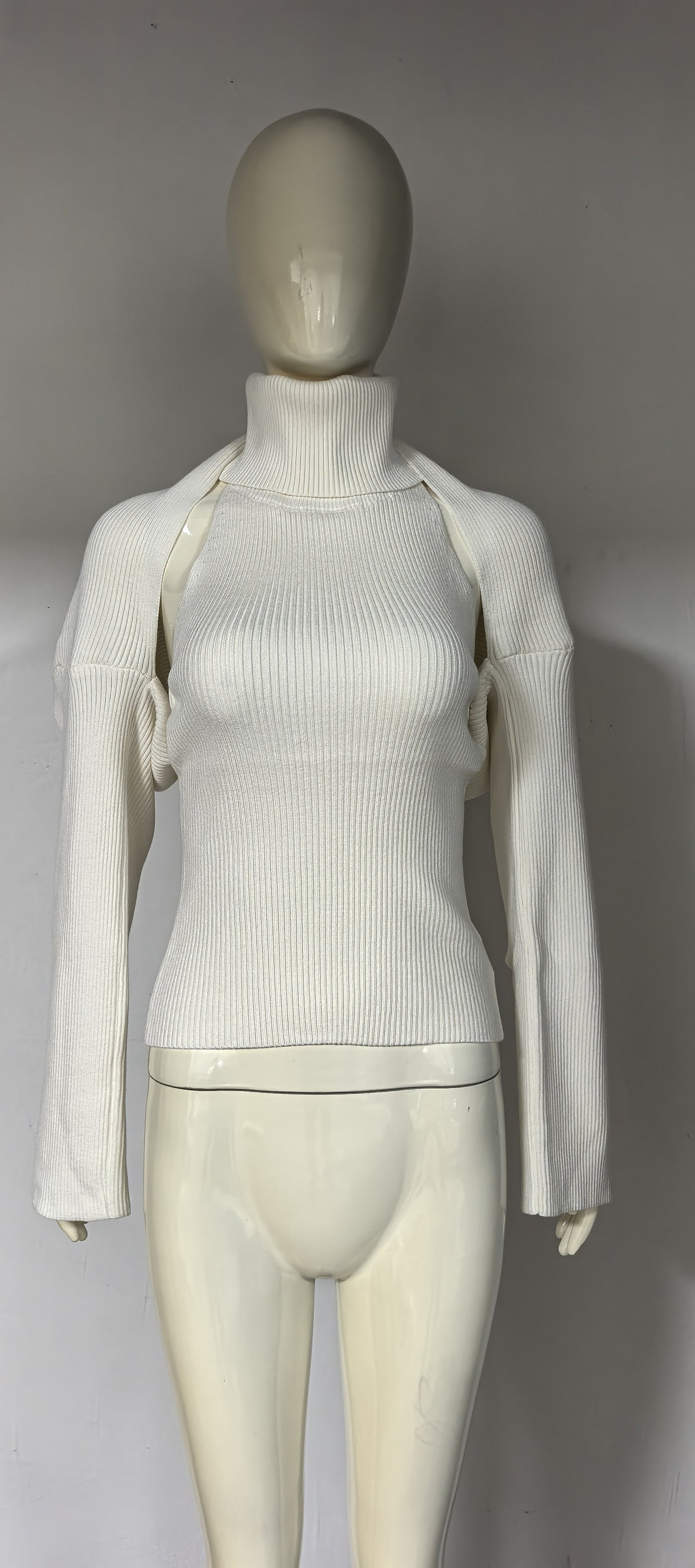 Sexy Backless Buckled Knit Vest And Long-Sleeve Shawl Two-Piece Set