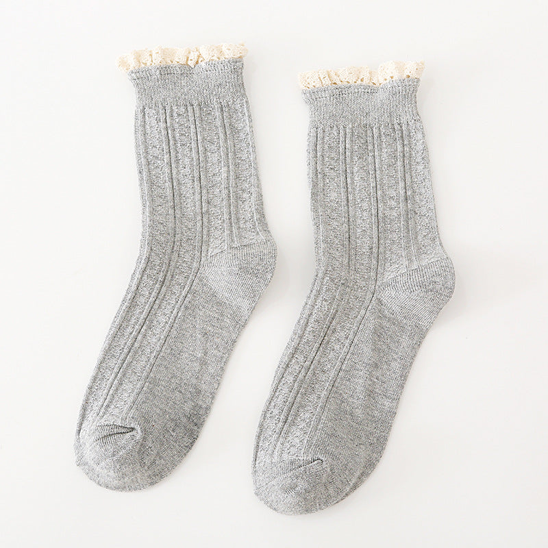 Autumn And Winter Socks Women's Japanese College Style Lace