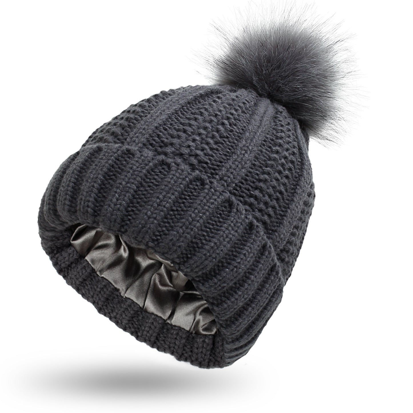 Woolen Cap Knitted Protection Hairstyle Silky Stretch Satin Knitted Hat