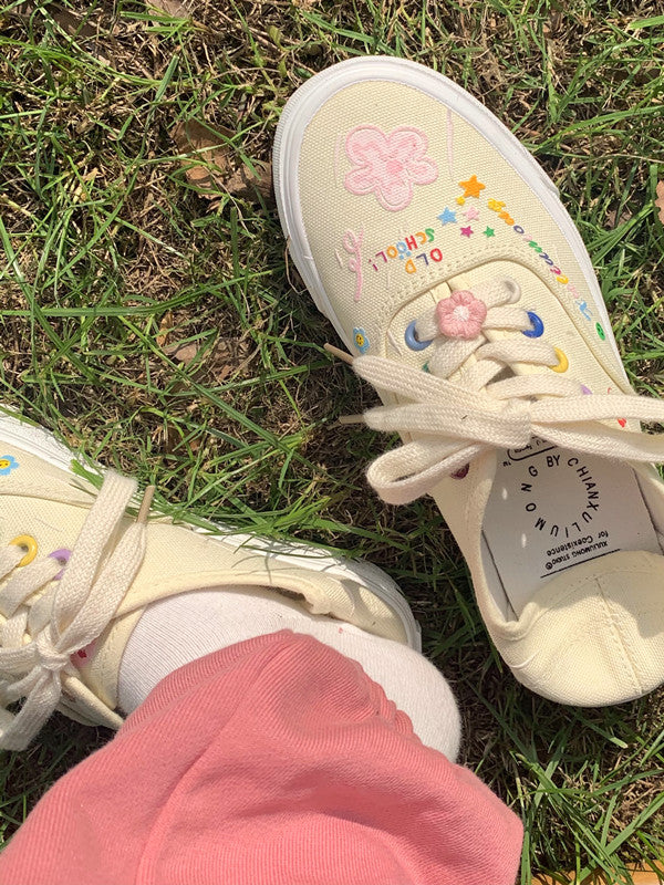 Art Cute Student Custard Canvas Shoes Women