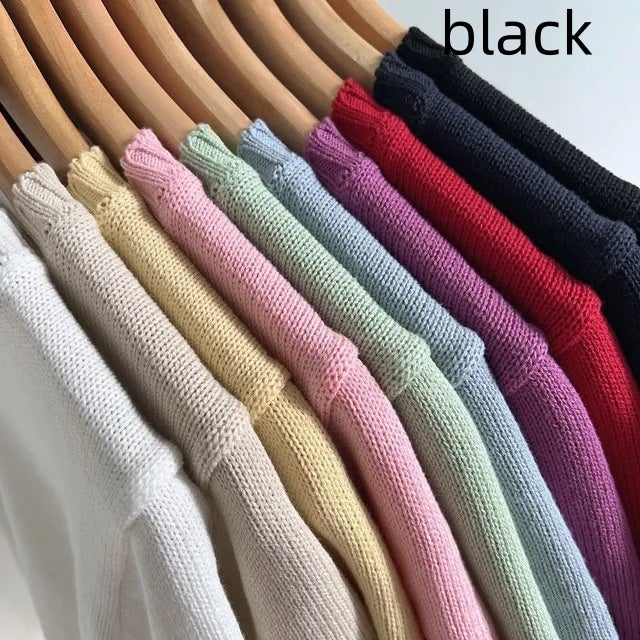 Simple V-neck Solid Color Short-sleeved Sweater Casual Short Top