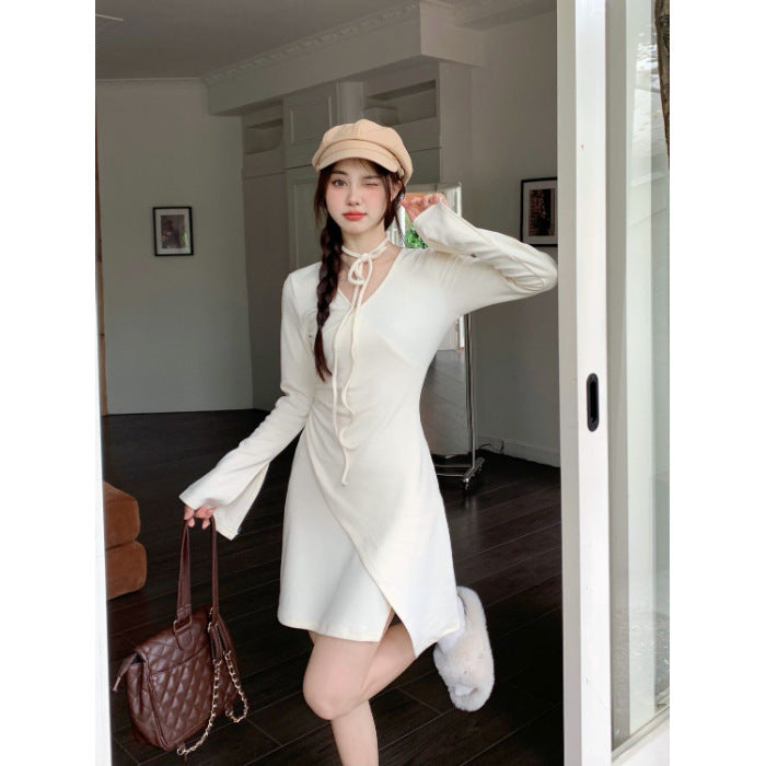 Fitted Slimming Short Skirt With Pleats An Asymmetrical Design