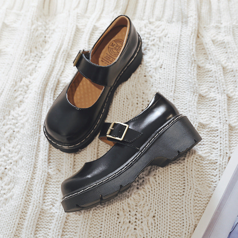 Women's Fashion Retro Buckle Mary Shoes