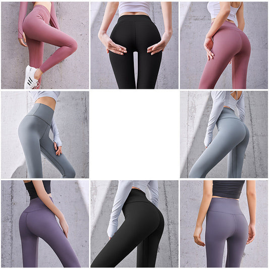 Dame Fitness Hip Lift High Waist Mave Stramme Sportsbukser