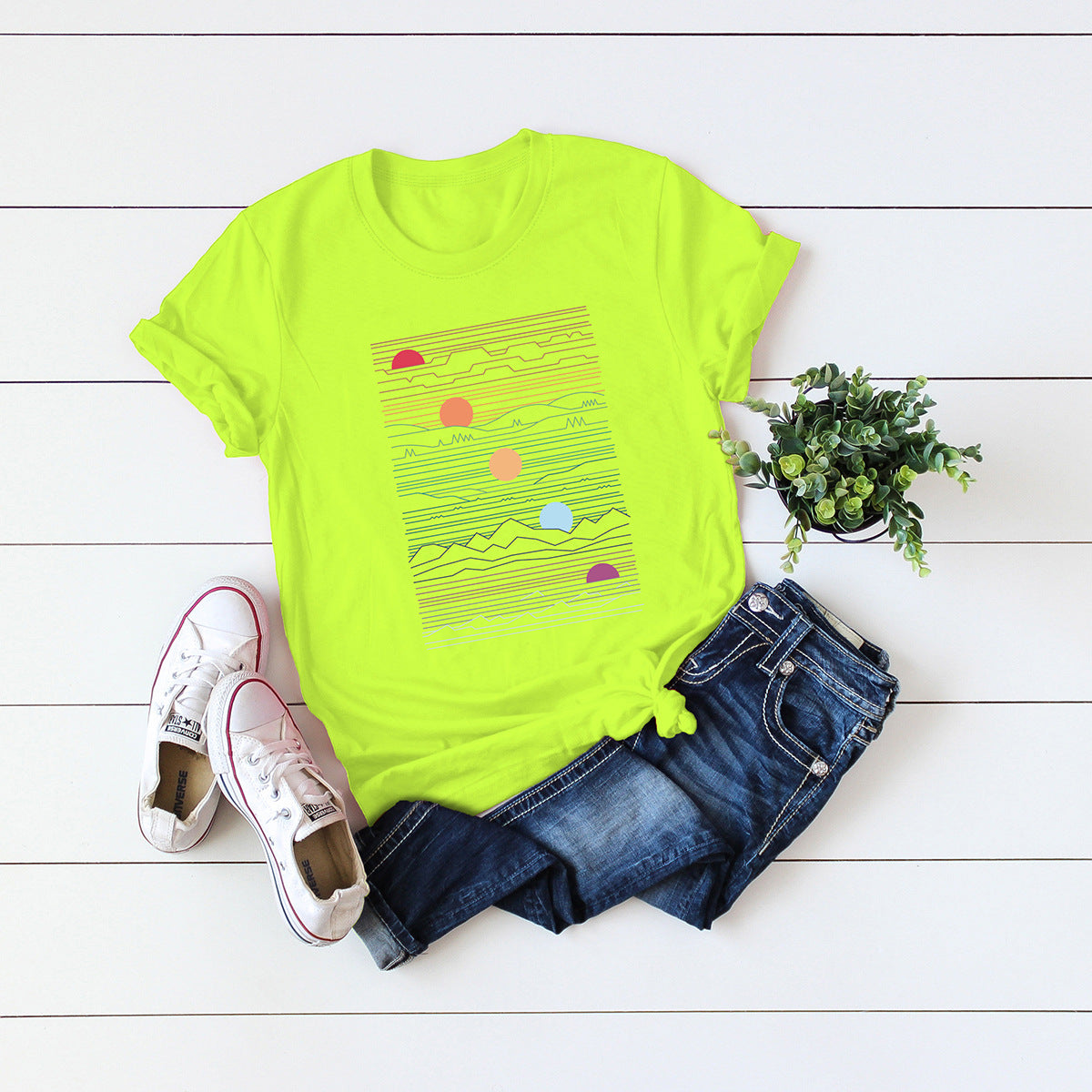 European And American Women's Round Neck Short Sleeve T-shirt
