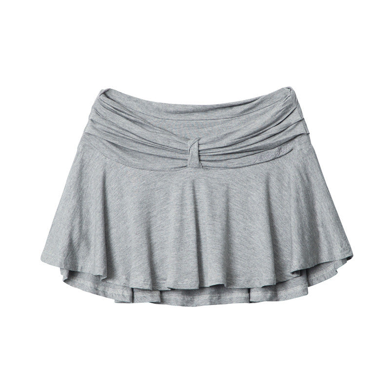 Girl French Ballet Pure Desire Wind Fold Anti-exposure Sexy High Waist A- Line Skirt