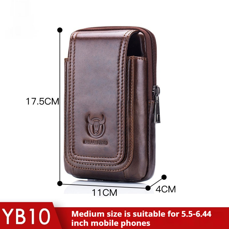 Men's Leather Shoulder Messenger Bag Wear Belt Mobile Phone