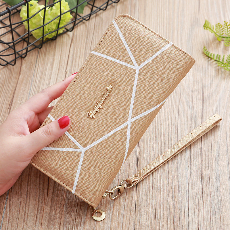 New Solid Cross Pattern Long Women's Wallet
