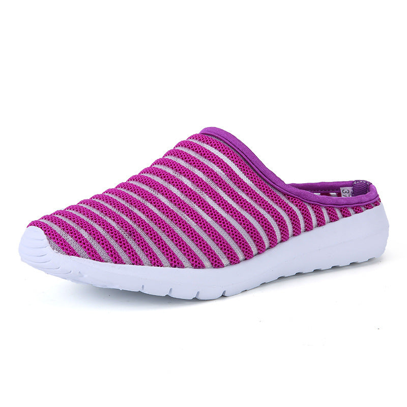 Half Drag Small White Mesh Breathable Casual Women's Shoes