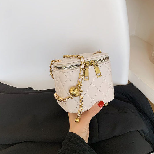 Western Style Kasse Taske Dame Trendy Mode Kæde Skuldertaske Rhombus Broderi Tråd Messenger Mini Firkantet Taske