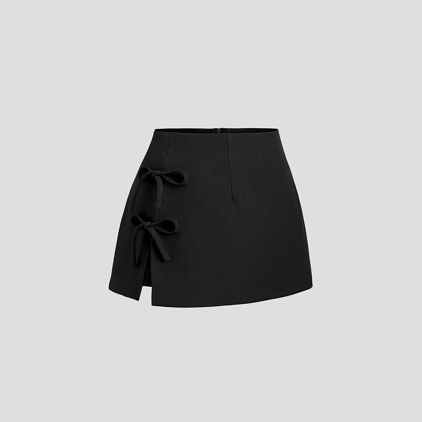 Bow-tied Sexy Slit A-line Mini Skirt