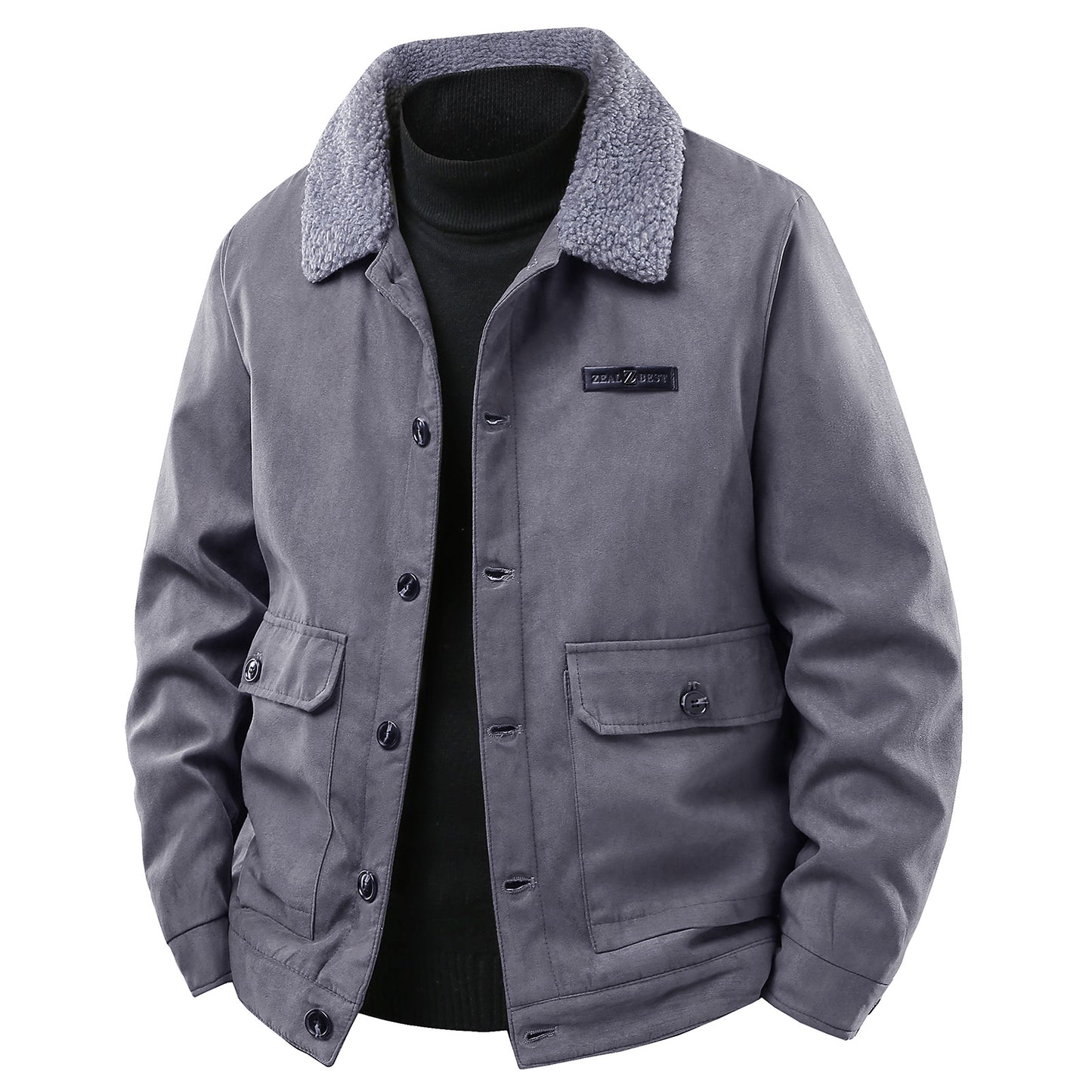 Men's Suede Collar Fleece-lined Thickened Jacket