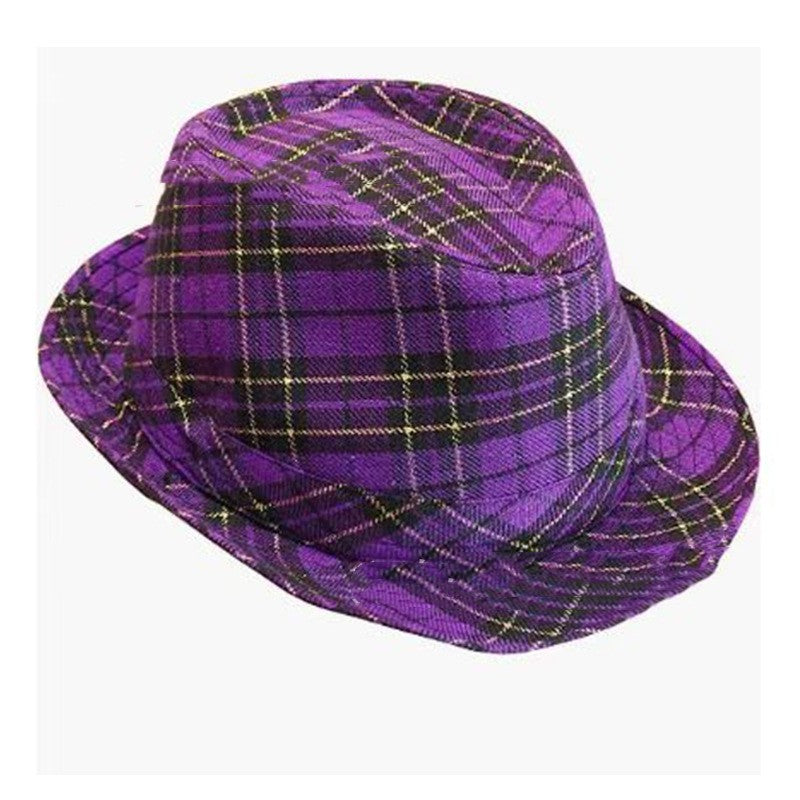 Printed Green Stripes Plaid Beret