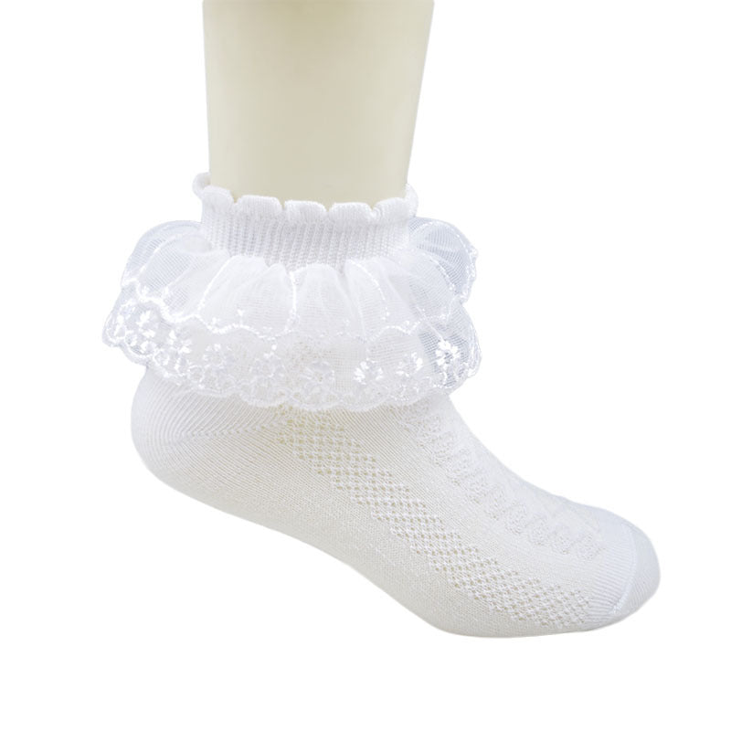 Children's Lace  White Latin Dance Socks