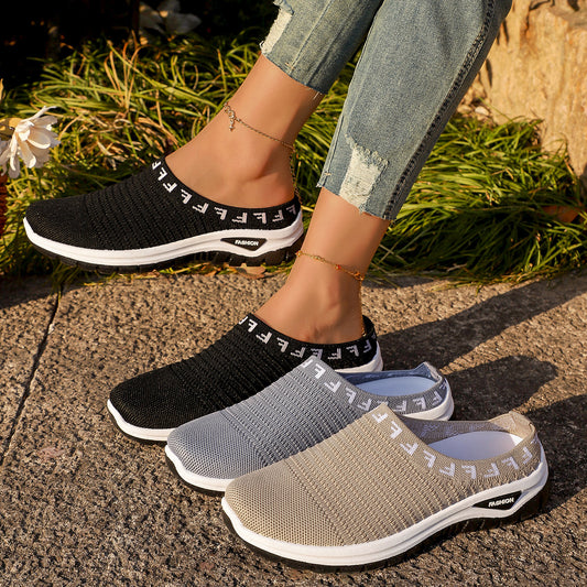 Baotou Semi-slip-on Casual Fashionable Versatile Chic Breathable Mesh Slip-on Pumps