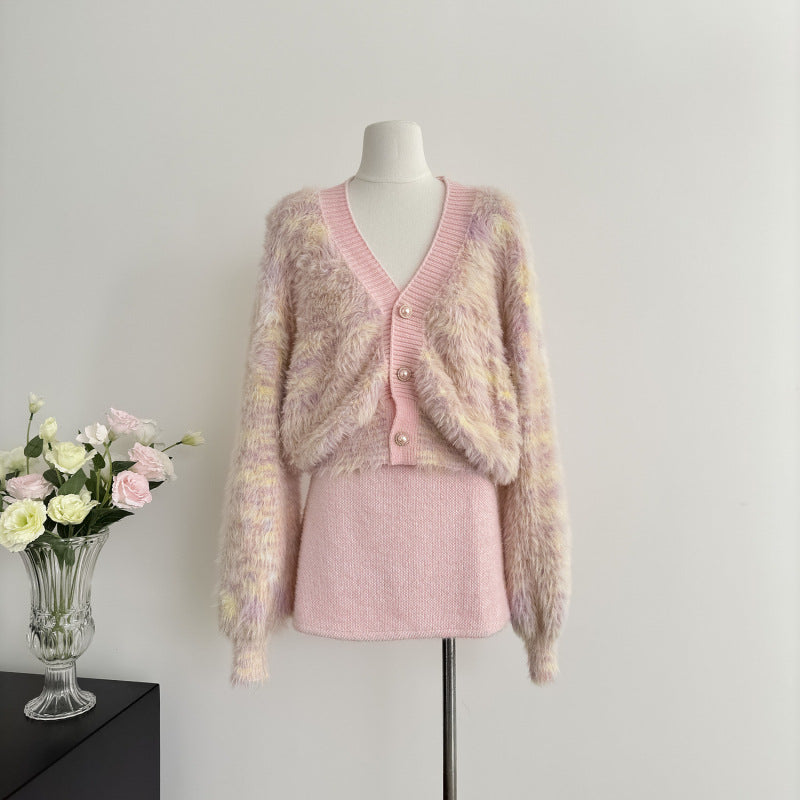 Sweater Coat Mink Fur V-neck Loose Women