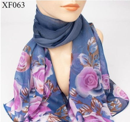 Spring And Autumn Print Chiffon Scarf Shawl