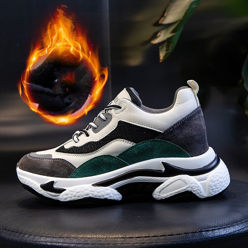 Women's Thick Sole Breathable Leather Casual Sneakers