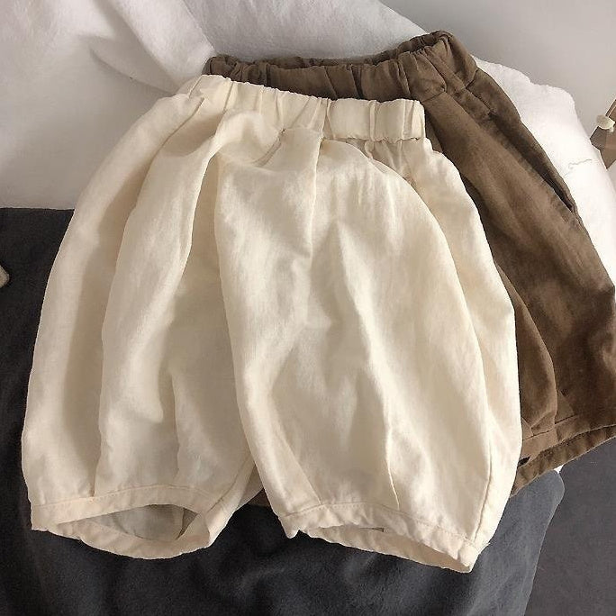Children's Solid Color Cotton Linen Pants