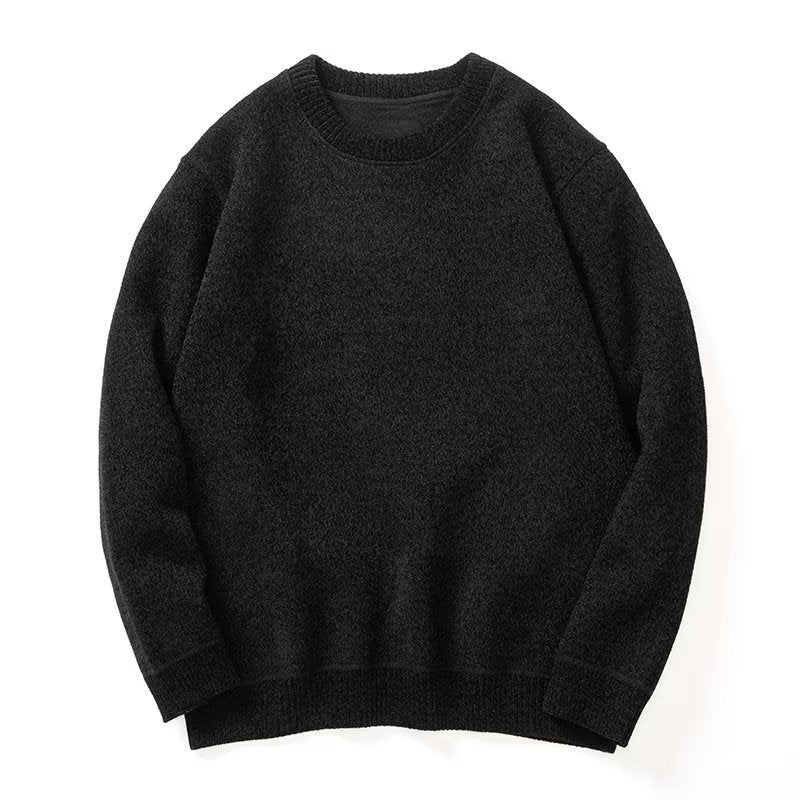 Retro Simple Solid Color Round Neck Sweater Casual All-match Sweater