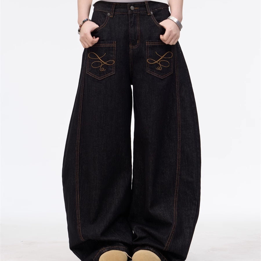 American High Street Inside-out Wear Pocket Embroidered Jeans