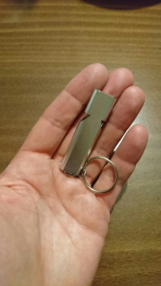 Double Hole High-frequency Aluminum Alloy Whistle Outdoor Survival