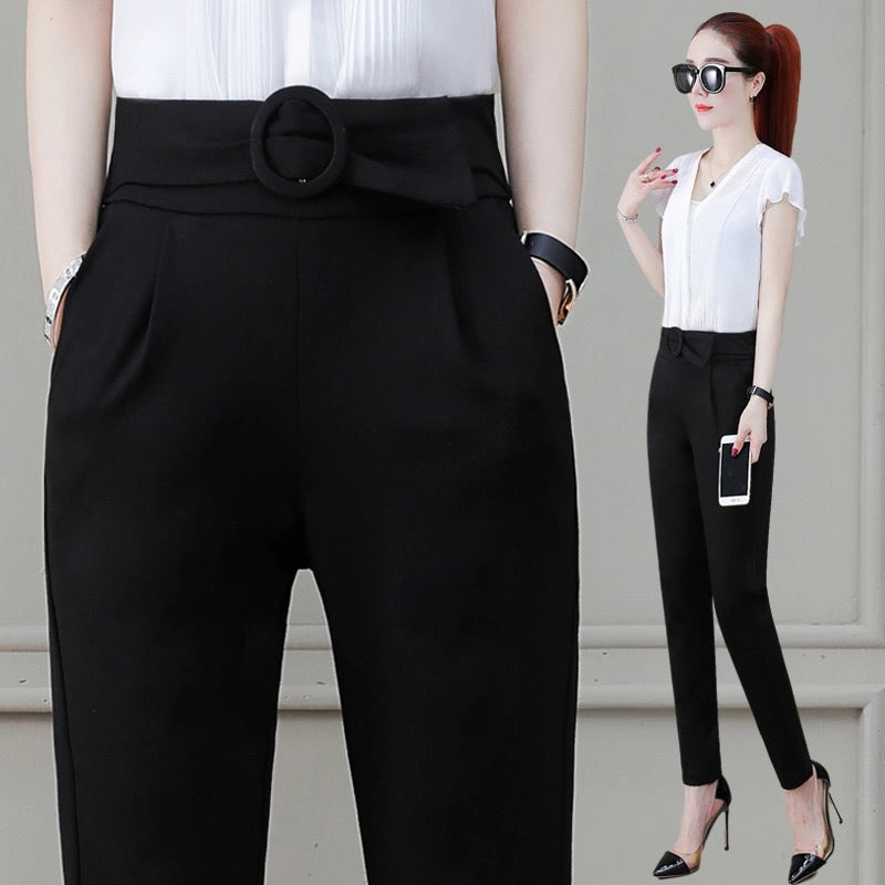 Stretch Thin Striped Professional Harem Pants Fashion All-match Casual Pants